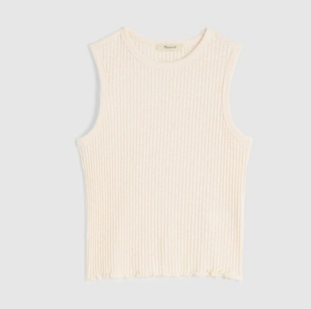 Madewell Light Cream Ribbed Knit Top